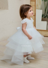 Teter Warm Couture Baby Baptism Christening Hi Low Lace Tulle Dress