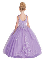 Girls Special Occasion Pageant Flower Girl Embroidered Lace Tulle Dress