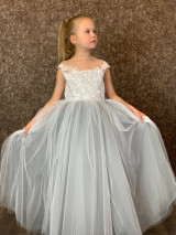 Couture Tulle Lace Flower Girl Wedding Party Floor Length Dress