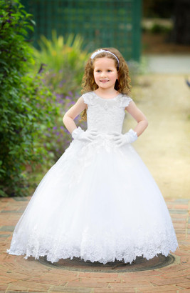White Couture Flower Girl Communion Dress Toddler Dress Satin Dress