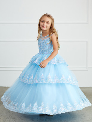 Girls Pageant Flower Girl Special Occasion Ruffle Dress With Lace