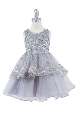 Girls Short Crystal Beaded Tulle Pageant Special Occasion Party Dress