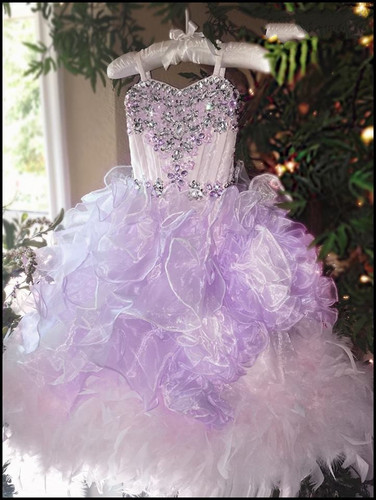 Girls Couture Pageant Gown | Princess Ruffled Pageant Gown