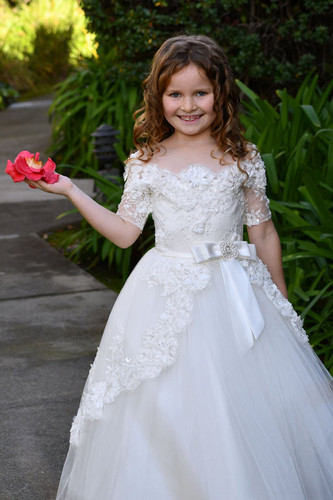 Princess Communion Pageant Flower Girl Lace Gown Baby Baptism Dress