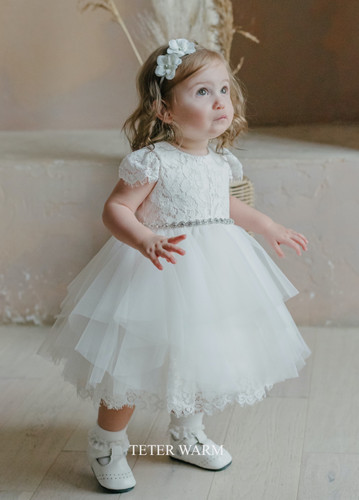 Teter Warm Couture Beautiful Special Occasion Baptism Party Tulle Lace  Dress