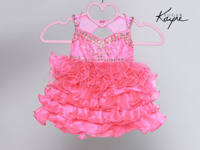 Sugar Kayne Little Girls Sparkling Beaded Cupcake Organza Pageant Dress