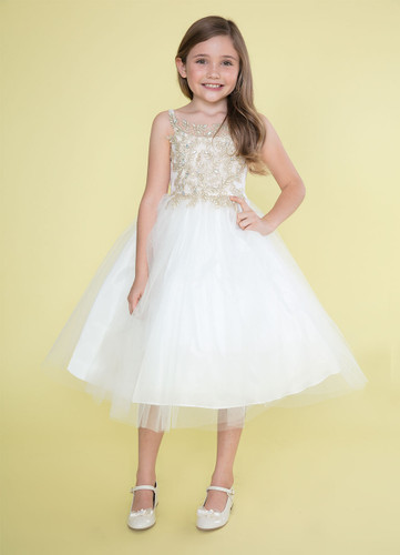 Girls Special Occasion Tulle Party Pageant Tea Length Dress