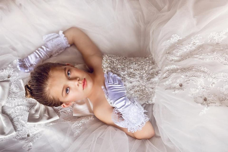 Girls Couture Pageant Dress | Junior Bride Wedding Flower Girl Dress