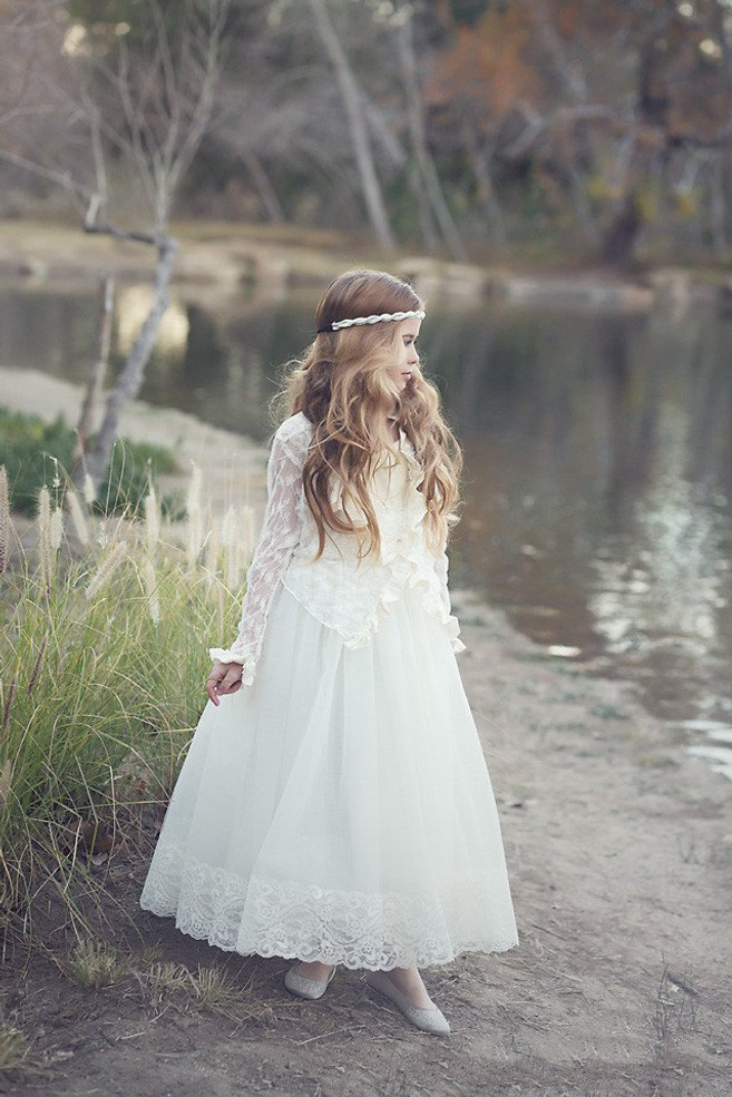 First Communion Couture Gown | Couture Flower Girl Silk Lace Gown