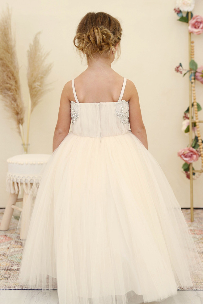 Amalee Couture Floor Length Wedding Flower Girl Communion Tulle Dress