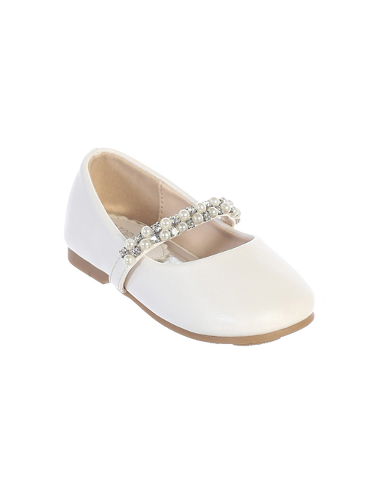 Girls Charming Dressy Mary Jane Shoes With Pearls And Crystal Straps