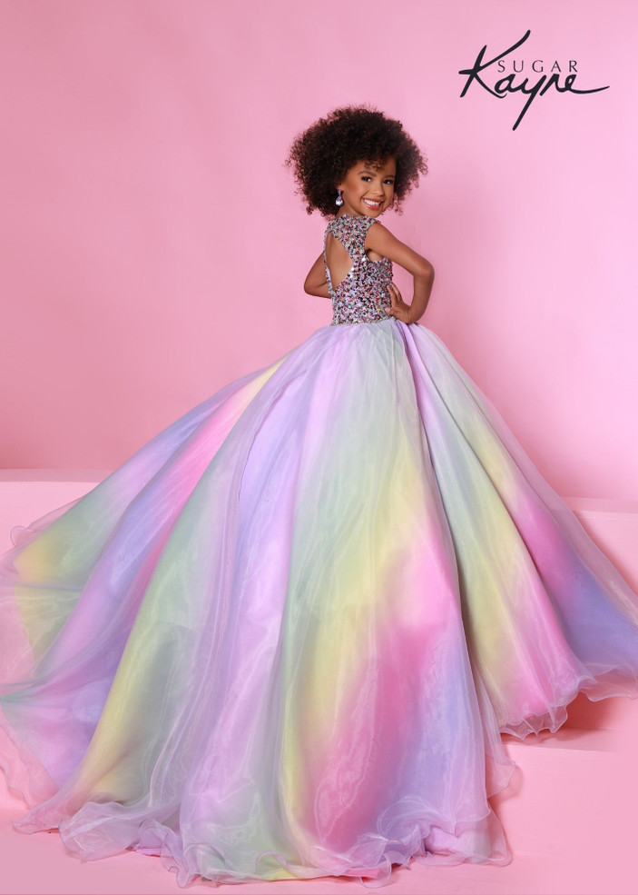 Sugar Kayne By Johnathan Kayne Girls Tulle Ombre Chiffon Pageant Gown
