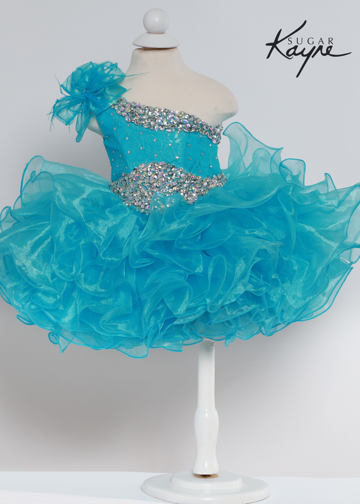 Sugar Kayne Organza Crystal Embellished Pageant Party Cupcake Dress