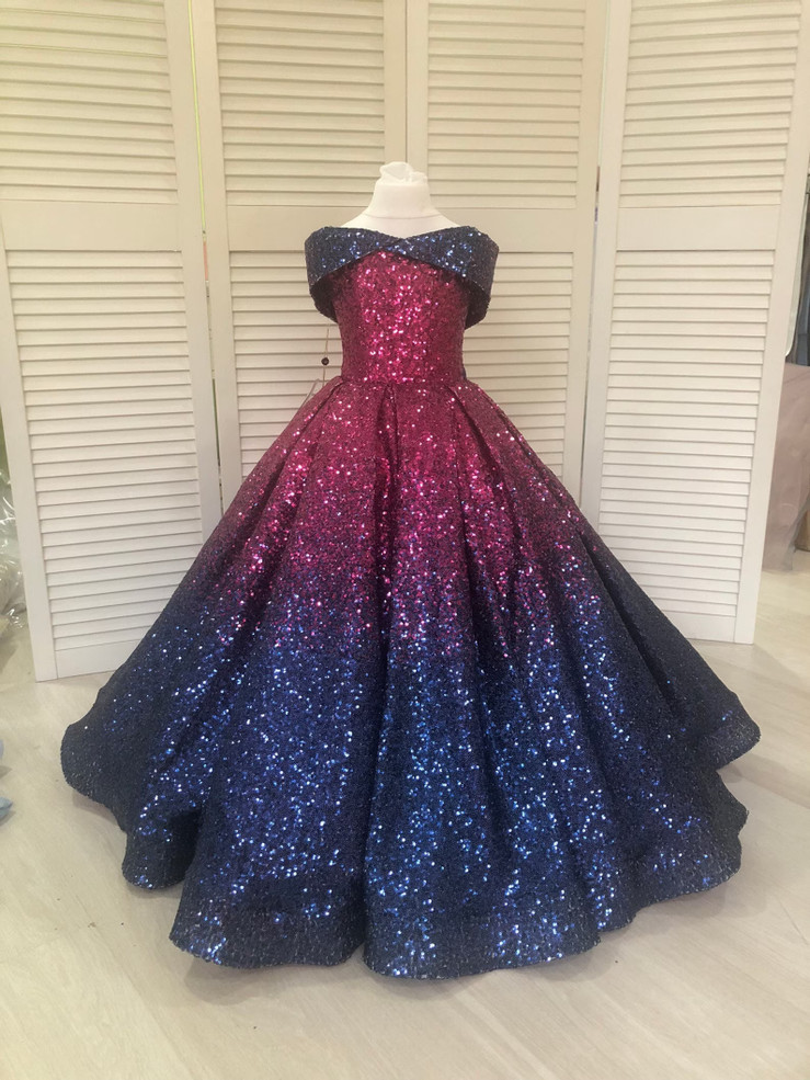 Girls Couture Off The Shoulder Sequin Pageant Party Special Occasion Formal Gown