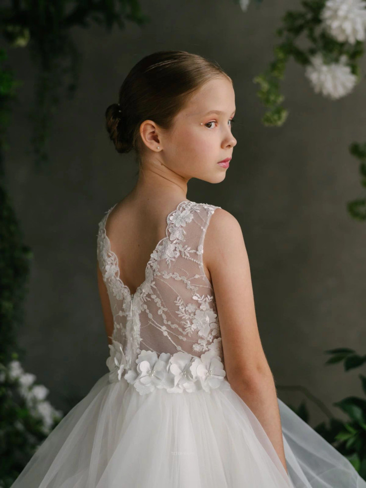 Teter Warm  Couture Lace Tulle Girls Communion Wedding Flower Girl Dress