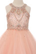 Floor Length Couture Girls Pageant Dress With Halter Neckline
