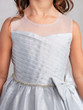 Girls Glitter Pageant Dress With Pleated Bodice And Sheer Neckline