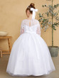 Communion Flower Girl  Dress With Tulle Lace Illusion Sweetheart Neckline