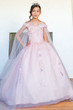 Girls 3D Floral Off The Shoulder Ball Gown Pageant Gown With Straps