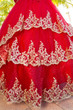 Girls 3D Floral Crystal Beaded Glitter Tulle Pageant Mini Quince Ball Gown