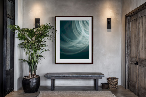 Modern Rustic Entryway with Abstract Wall Art