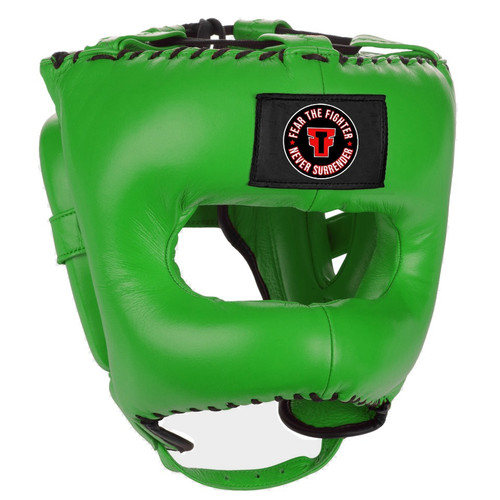 FTF (FEAR THE FIGHTER) Traditional Headgear With Face-Saver Bar Citrus Green
