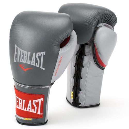 Everlast Powerlock Pro Fight Boxing Gloves Grey/Red