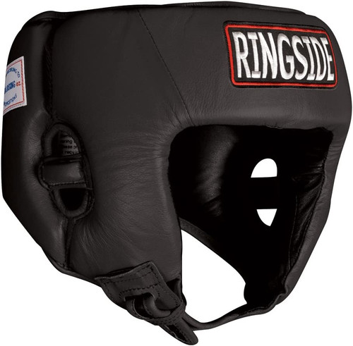 Ringside Competition Boxing Muay Thai MMA Sparring Head Protection Headgear Without Cheeks Black