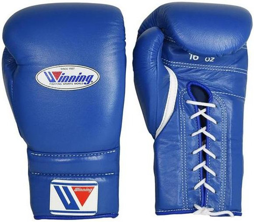 WINNING LACE-UP BOXING GLOVES - BLUE