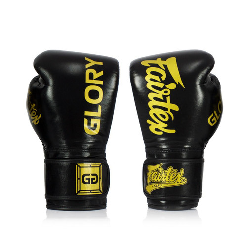 Fairtex X Glory Muay Thai Boxing Gloves Black/Gold – Velcro 