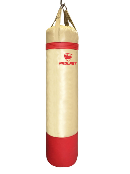 PROLAST 5 ft. 100 lb. Two Tone Boxing MMA Muay Thai Heavy Punching Bag Beige/Red PROLAST 5 ft. 100 lb. Two Tone Boxing MMA Muay Thai Heavy Punching Bag Beige/Red