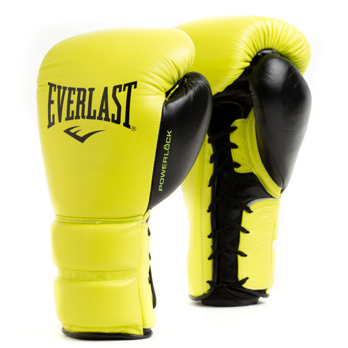 Everlast Powerlock2 Pro Laced Training Gloves Neon Yellow/Black