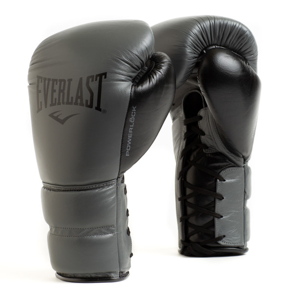 Everlast Powerlock2 Pro Laced Training Gloves Grey/Black | FIGHT SHOP