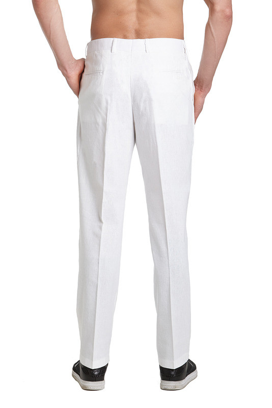Linen Men's Dress Pants Trousers Flat 