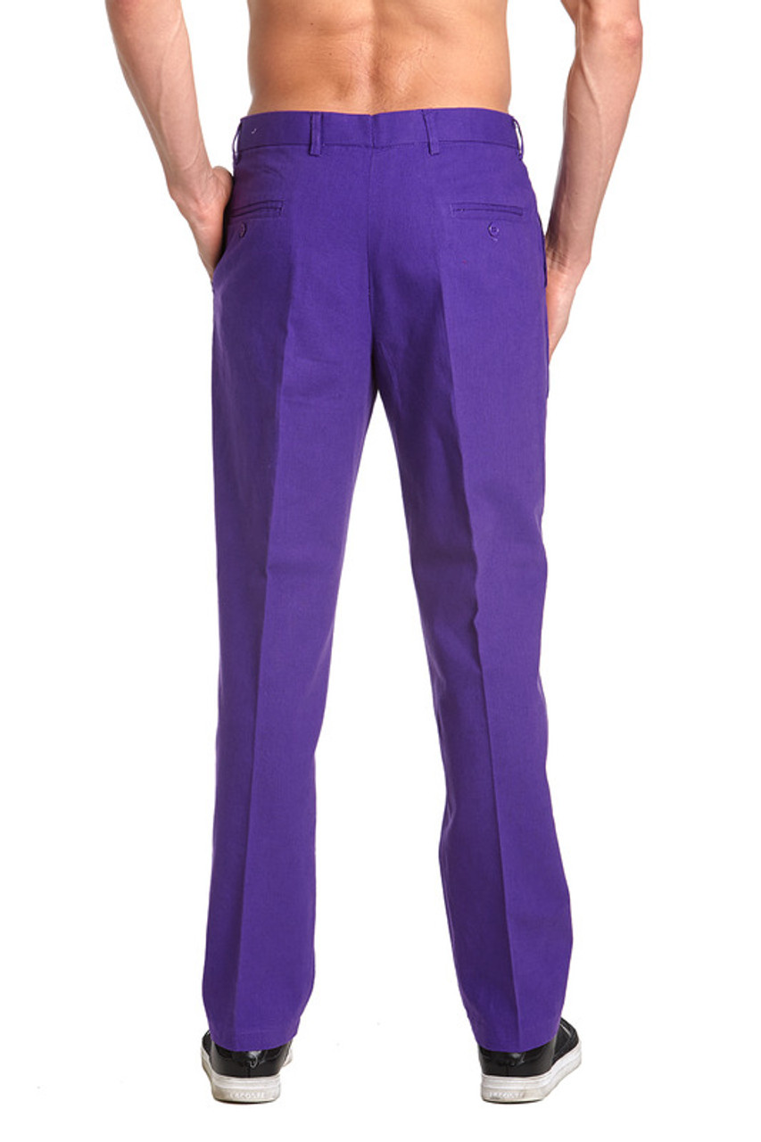 Purple Linen Dress Pants for Men | Solid Color Pants