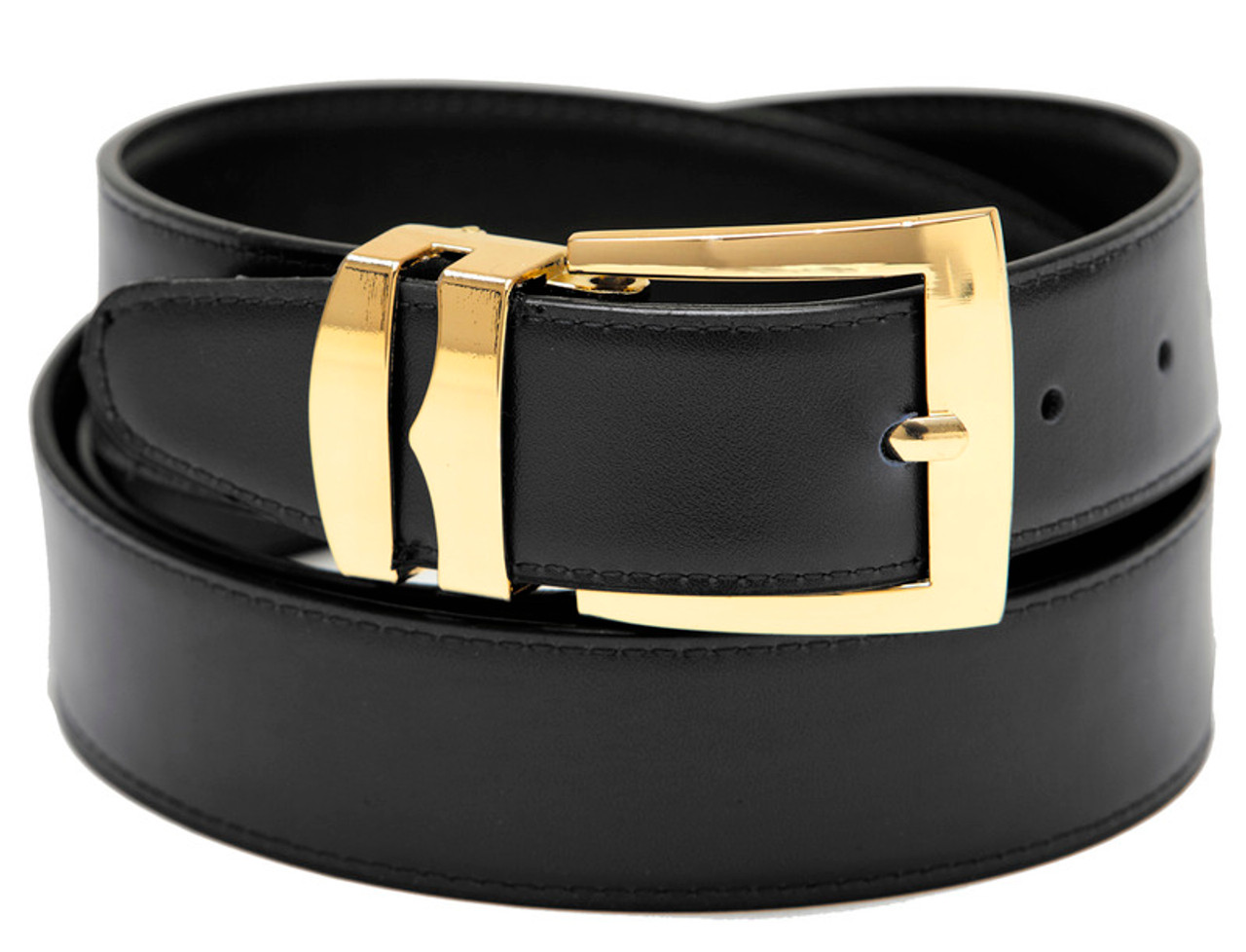 INC International Concepts INC Men's Black Matte Gold Buckle Belt