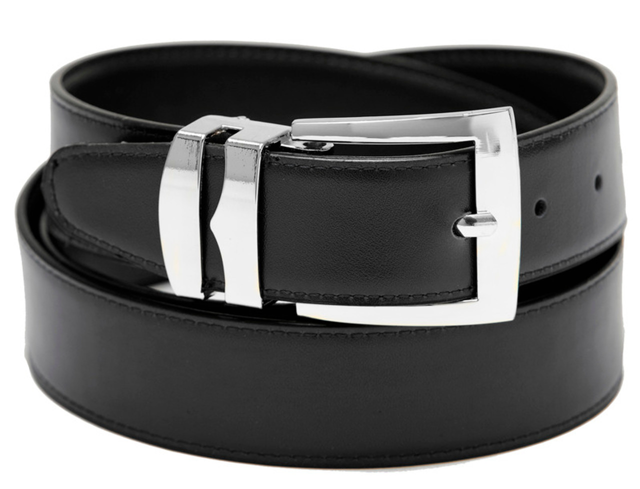 Black Db Icon Pattern Embossed Leather Belt With Silver Classic Prong Buckle
