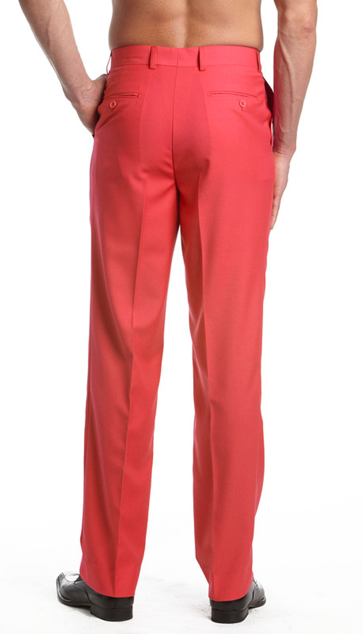 Men's Coral Pink Dress Pant | Bright Vivid Pink Pants