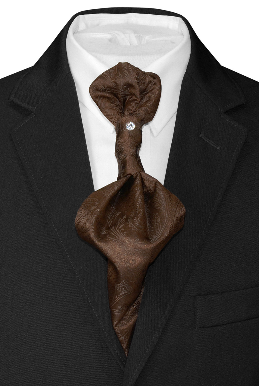 Vesuvio Napoli ASCOT Solid BURGUNDY Color Cravat Mens Neck Tie 