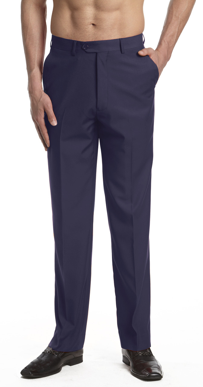 Buy online Navy Blue Polyester Blend Flat Front Formal Trouser from Bottom  Wear for Men by Bukkl for ₹599 at 60% off | 2024 Limeroad.com