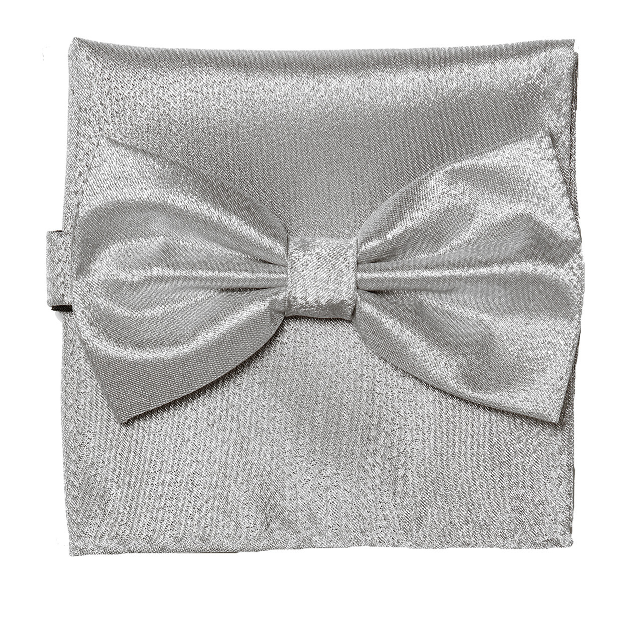 metallic silver bow tie