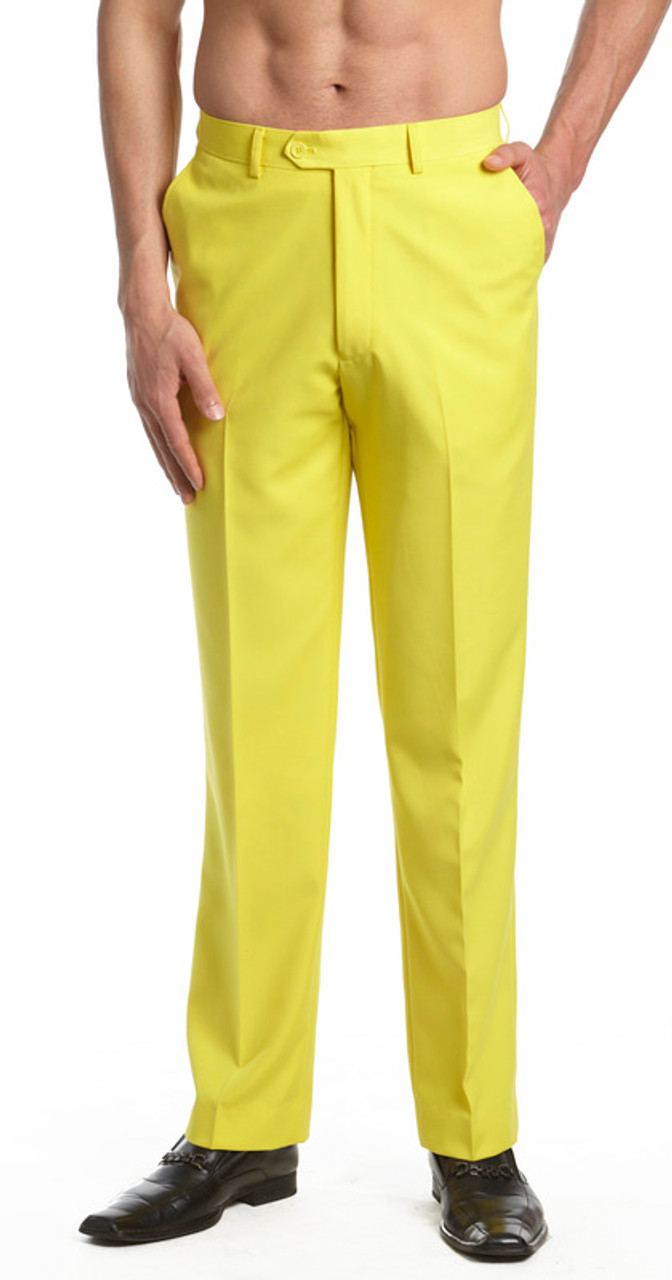 Equator Yellow PlainSolid Regular Fit Cotton Pant For Men