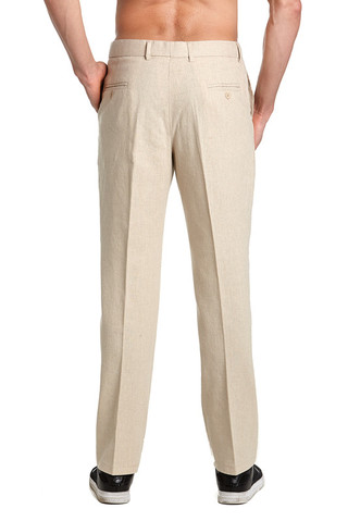 Tan Linen Dress Pants for Men | Solid Color Pants