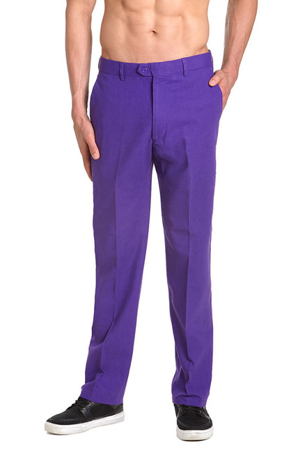Purple Linen Dress Pants for Men 