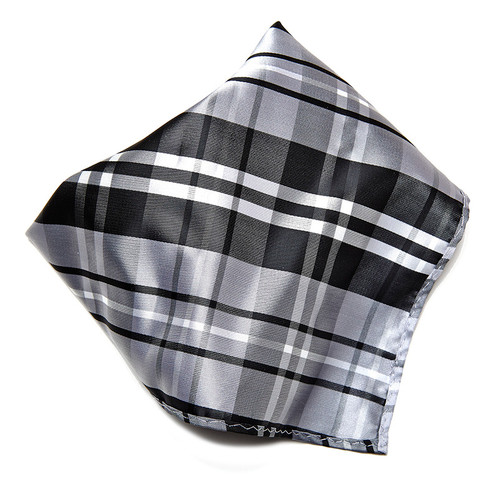 Black Gray White Plaid Design Men's Handkerchief Pocket Square Hanky