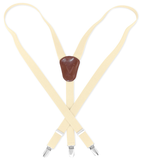 Boy's Solid BEIGE Color Children's SUSPENDERS Y Shape Back Elastic with Clips
