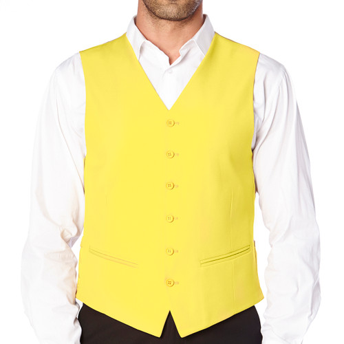 CONCITOR Brand Men's Dress Vest Formal Waistcoat for Suit Solid Golden YELLOW Color