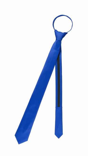 Vesuvio Napoli PreTied Skinny Necktie Solid ROYAL BLUE Color Adjustable Narrow Neck Tie Slim Design