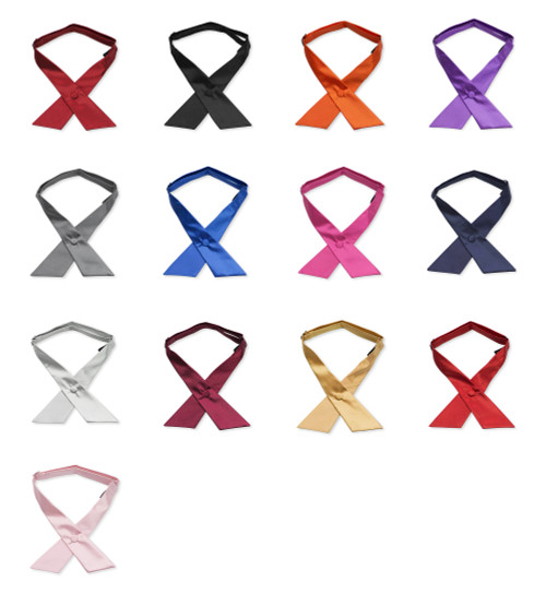 CONCITOR Women's or Men's Crossover Neck Tie Solid Color Continental Tie