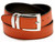 Men's Belt Reversible Wide Bonded Leather Silver-Tone Buckle ORANGE / Black